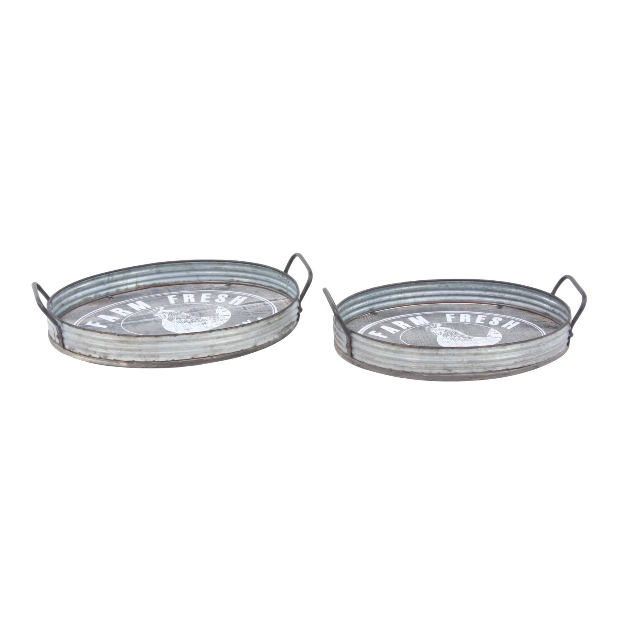 Gray Metal Farmhouse Tray Set